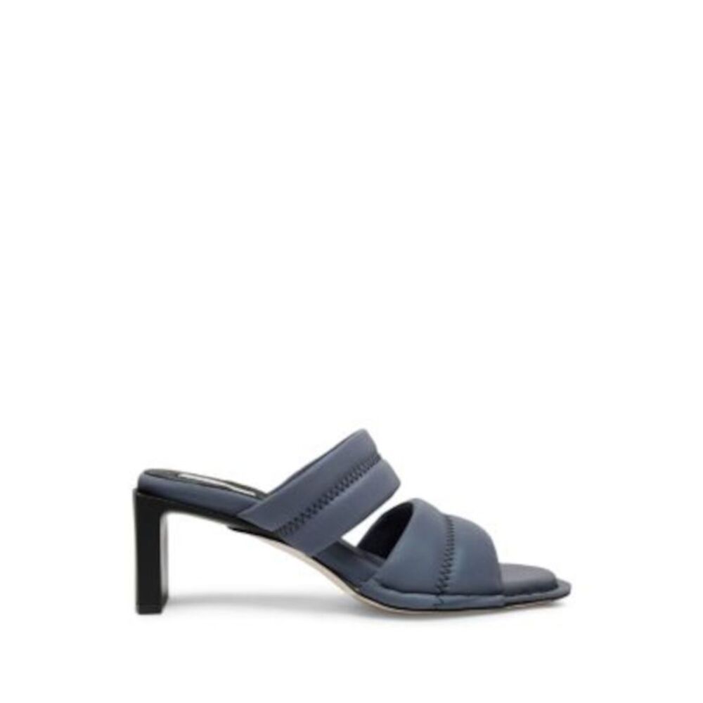 MIISTA Womens Blue Reflective Yvonne Toe Block Heel Slip On Heeled Sandal 36